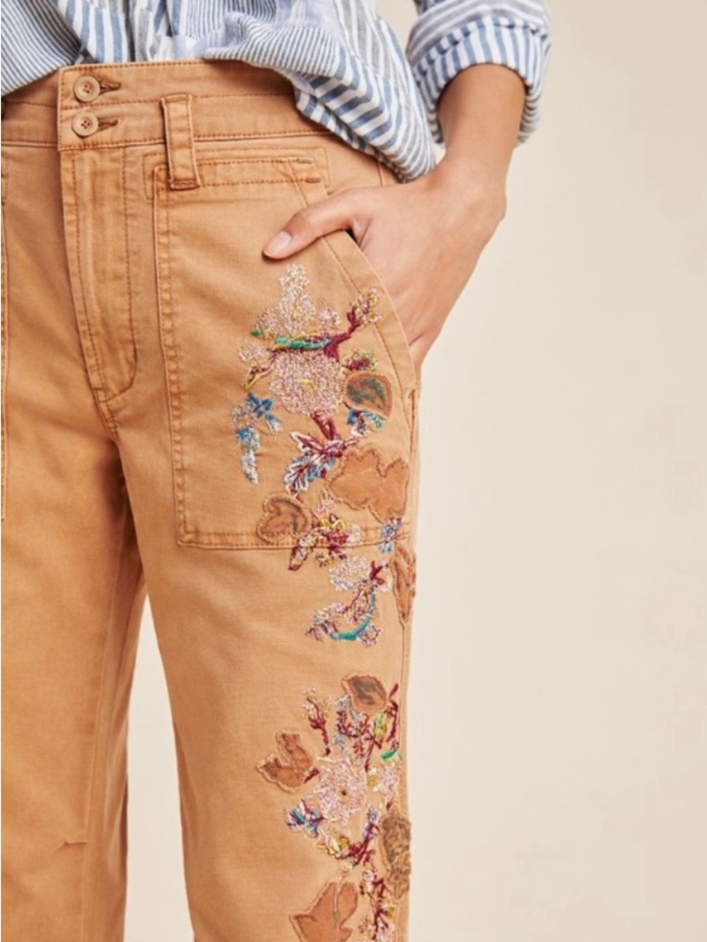 Anthropologie The Wanderer Rust-Tan High-Waist Utility Pants - Picture 2 of 9